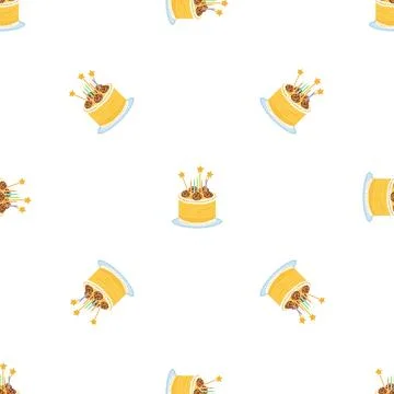 Star birthday cake pattern seamless vector 스톡 일러스트