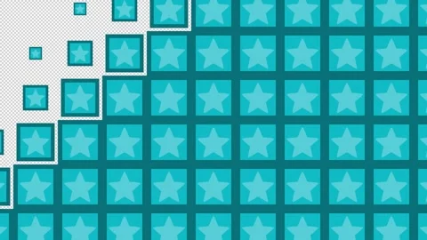 Star Block tile wave Transitions. 1080p - 30 fps - Alpha Channel (5) Video stock 256101425
