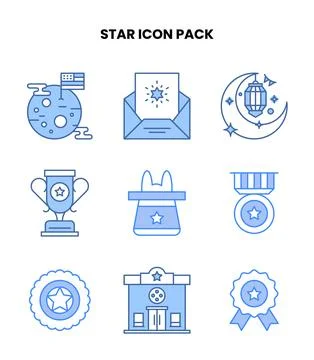Star Blue Collection Icons Pack 库存插图