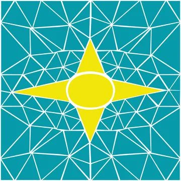 Star on blue mosaic background. Stock Illustration