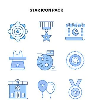 Star Blue UI Icons Pack Stock Illustration