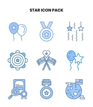 Star Blue Vector Icons Pack 库存插图