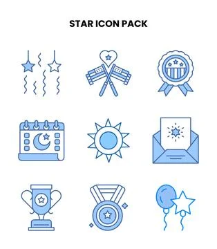 Star Blue Vector Icons Pack 스톡 일러스트