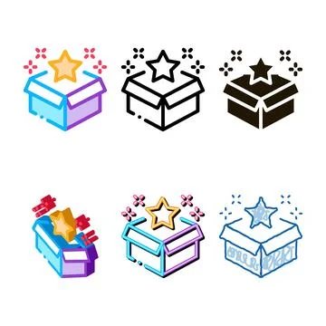 Star bonus box icon vector outline diversity Illustrazione stock
