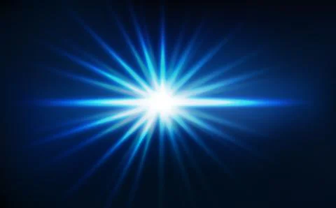 Star burst, light rays effect blue abstract background vector illustration Stock Illustration