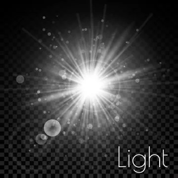 Star burst with sparkles. Light effect. Transparent glitter texture. Stock Illustration