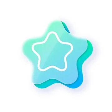 Star button glassmorphism effect, vector transparent blur glass green button, UI Illustrazione stock