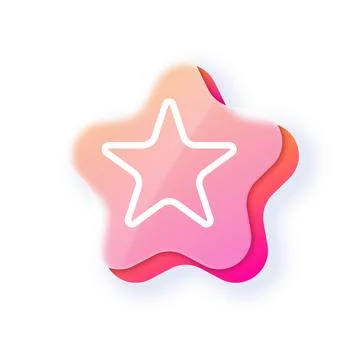 Star button glassmorphism effect, vector transparent blur glass pink button, UI Illustrazione stock
