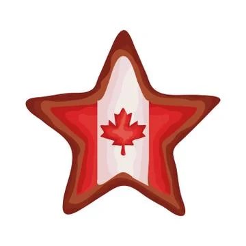 Star with canada flag flat style Stock Illustration