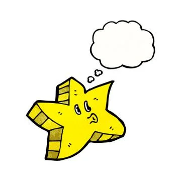 Star cartoon character with thought bubble Illustrazione stock
