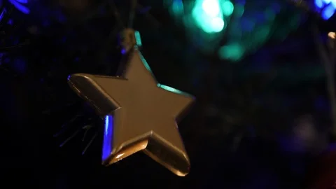Star on Christmas tree Stock Footage 124094216