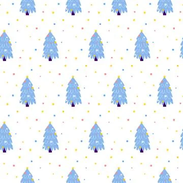Star Christmas Tree Seamless Pattern Stock Illustration