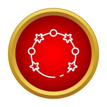 Star circle connecting network icon in red button 库存插图