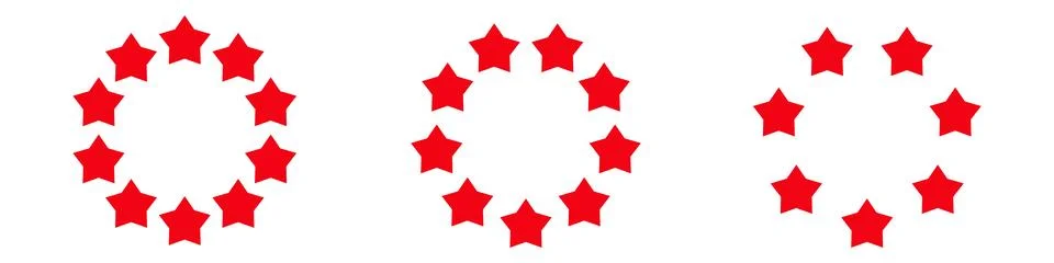 Star circle frame. Cartoon red star round border Stock Illustration