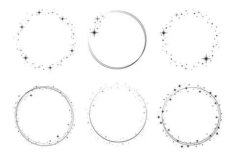 Star circle frame set. Wreath round Stock-Illustration