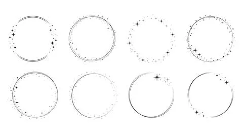 Star circle frame set. Wreath round Stock Illustration
