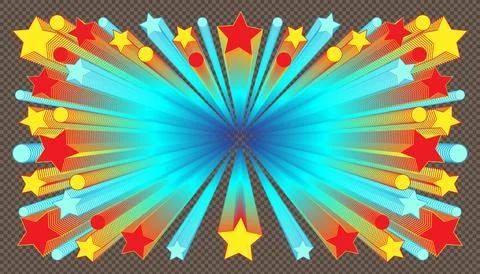 Star circle object blend colorful retro style. plaid brown color background. Ilustración de archivo