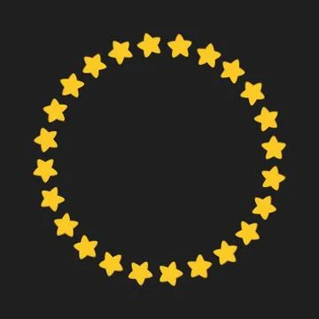 Star in circle shape. Starry vector border frame icon isolated on a dark blac 스톡 일러스트