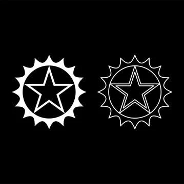 Star in circle with sharp edges icon white color vector illustration flat sty Stock Illustration