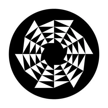 Star with circular triangle pattern, in a black circle Stock Illustration