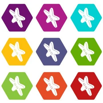 Star clothes button icons set 9 vector 스톡 일러스트