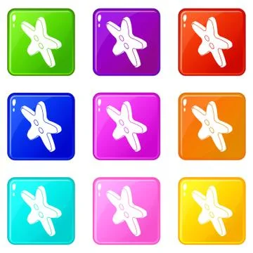 Star clothes button icons set 9 color collection Illustrazione stock
