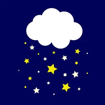 Star cloud, flat color vector illustration, design, decoration, icon. Stock Illustration