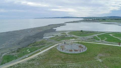 Star compass, Waitangi Reserve, drone Parallax Stock Footage 161307657