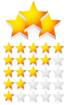 Star composition, star rating, 3D stars Stock Illustration