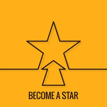 Star Concept Line. On Yellow Background. Illustration