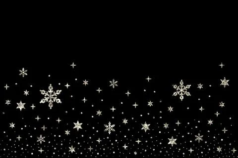 Star of confetti. Falling starry background. Random stars shine on a black .. Stock Illustration