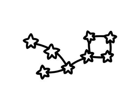 Star constellation hand drawn icon. Stars lined in path scribbled doodle Illustrazione stock
