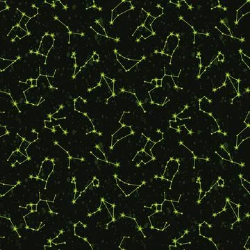 Star constellation seamless pattern. Dark blue space vector background with star Illustrazione stock