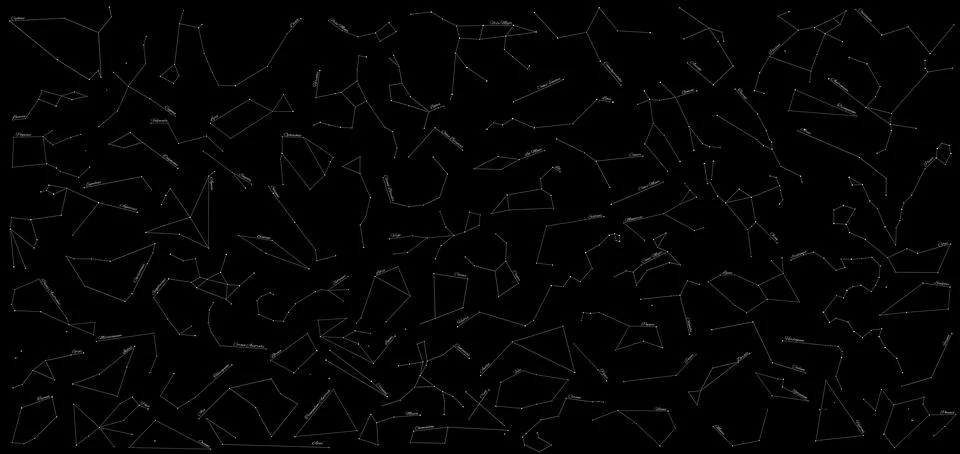 Star Constellations Map With All 88 Constellations Stock Illustration