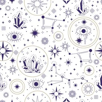Star constellations mystic seamless pattern vector 스톡 일러스트