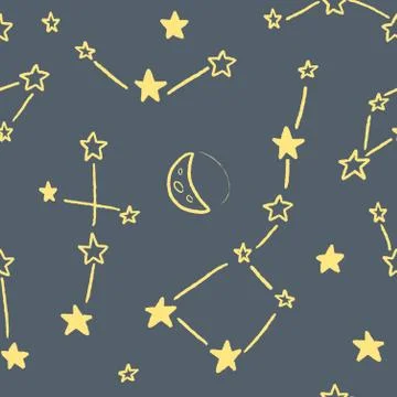 Star constellations pattern - seamless space doodle texture vector. イラスト素材