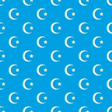 Star crescent symbol islam pattern vector seamless blue 스톡 일러스트