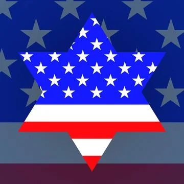 Star of David with american flag inside. Religious symbol Stock Illustration
