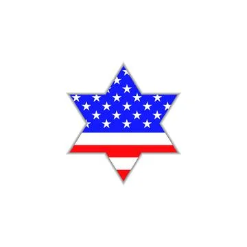 Star of David with american flag inside on white background. Vector illustr.. Stock Illustration