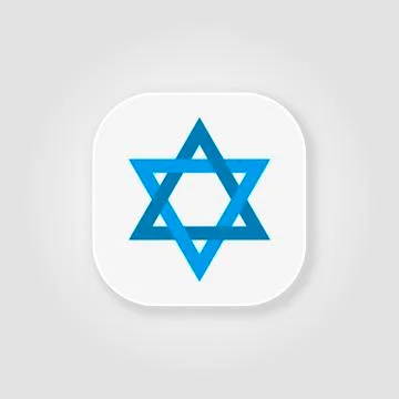 Star of David blue vector button with soft shadow 스톡 일러스트