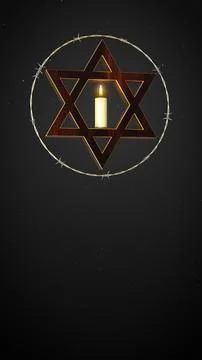 Star of David Candle Light with Barbed Wire for Holocaust Remembrance Symbol Stock Illustration