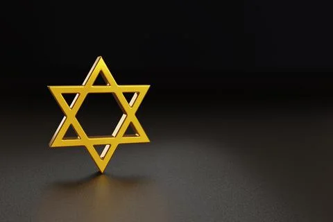 Star of David on dark background with copy space. 3d illustration. Stock Photos