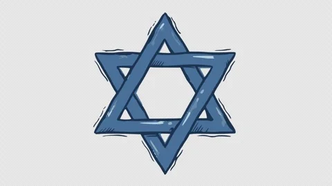 Star of David hand drawn style animation with boiling effect on alpha channel Stock Footage 339473215