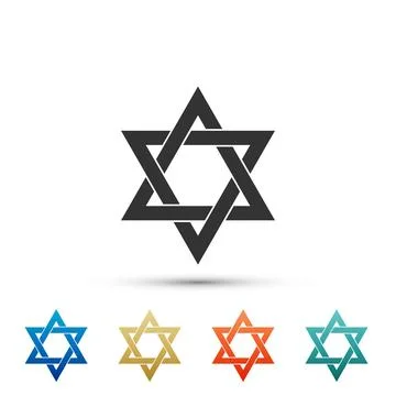 Star of David icon isolated on white background. Set elements in colored icons Stock Illustration
