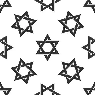 Star of David icon seamless pattern on white background. Flat design. Vector Stock Illustration