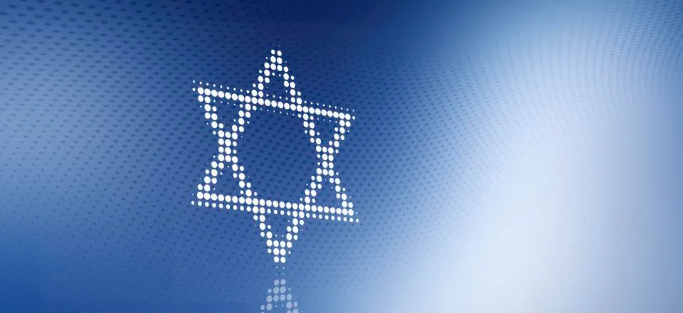 Star of David made from dots over blue background Stock Illustration