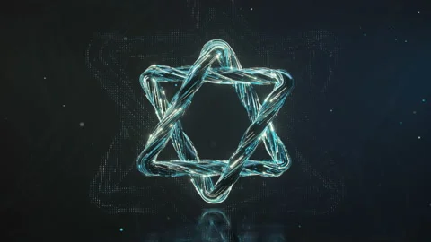 Star of David made from light trails 3D render seamless loop animation Stock Footage 161695422