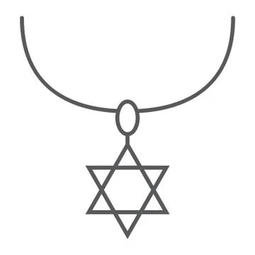 Star of david necklace thin line icon, jewellery and accessory, chain with Illustration