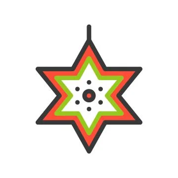 Star of david vector, Christmas related filled style icon, editable outline Stock Illustration