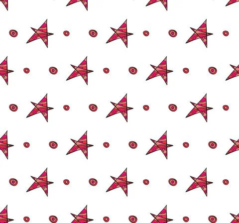 Star decorative shapes seamless patterns. Hand drawn doodle cartoon design Stock Illustration